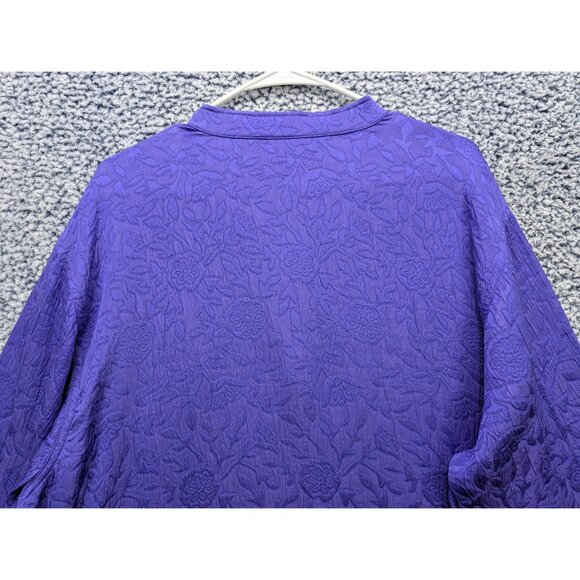 Chicos Quilted Button Up Shacket Womens XL (3) Floral Silk Blend Boho Purple - Picture 6 of 10